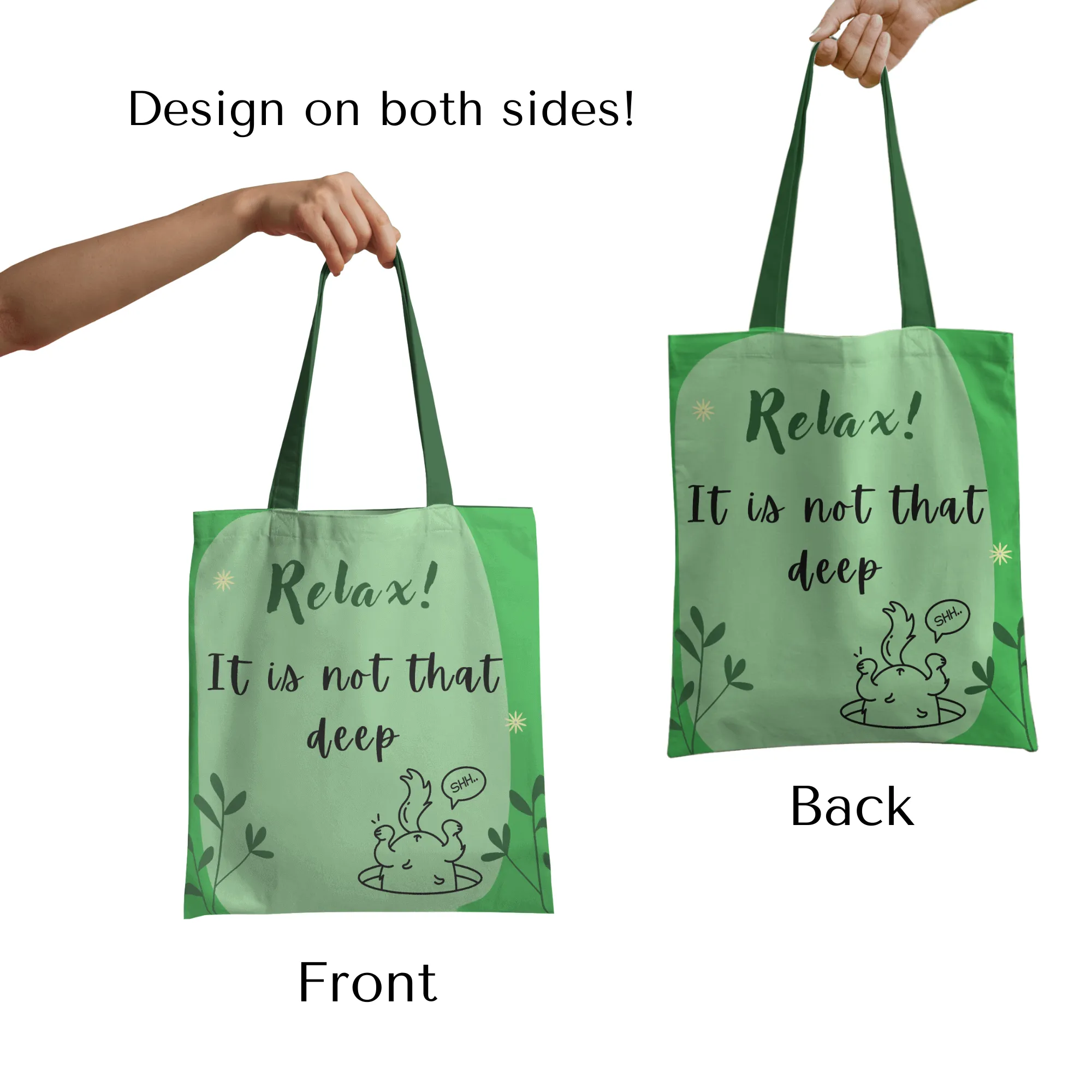 Relax! It is not that deep Tote bag with Zipper Green