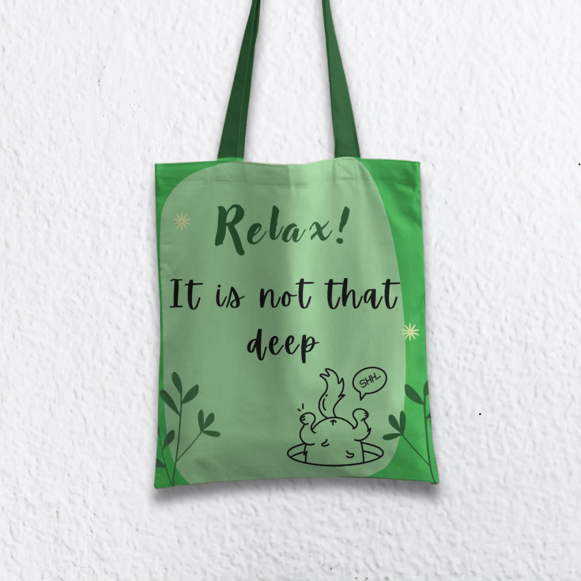 Relax! It is not that deep Tote bag with Zipper Green