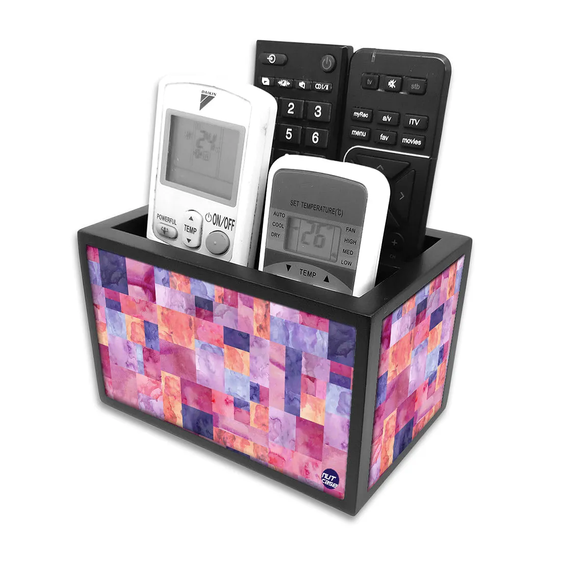 Remote Control Stand Holder Organizer For TV / AC Remotes -  Marble Pink Box