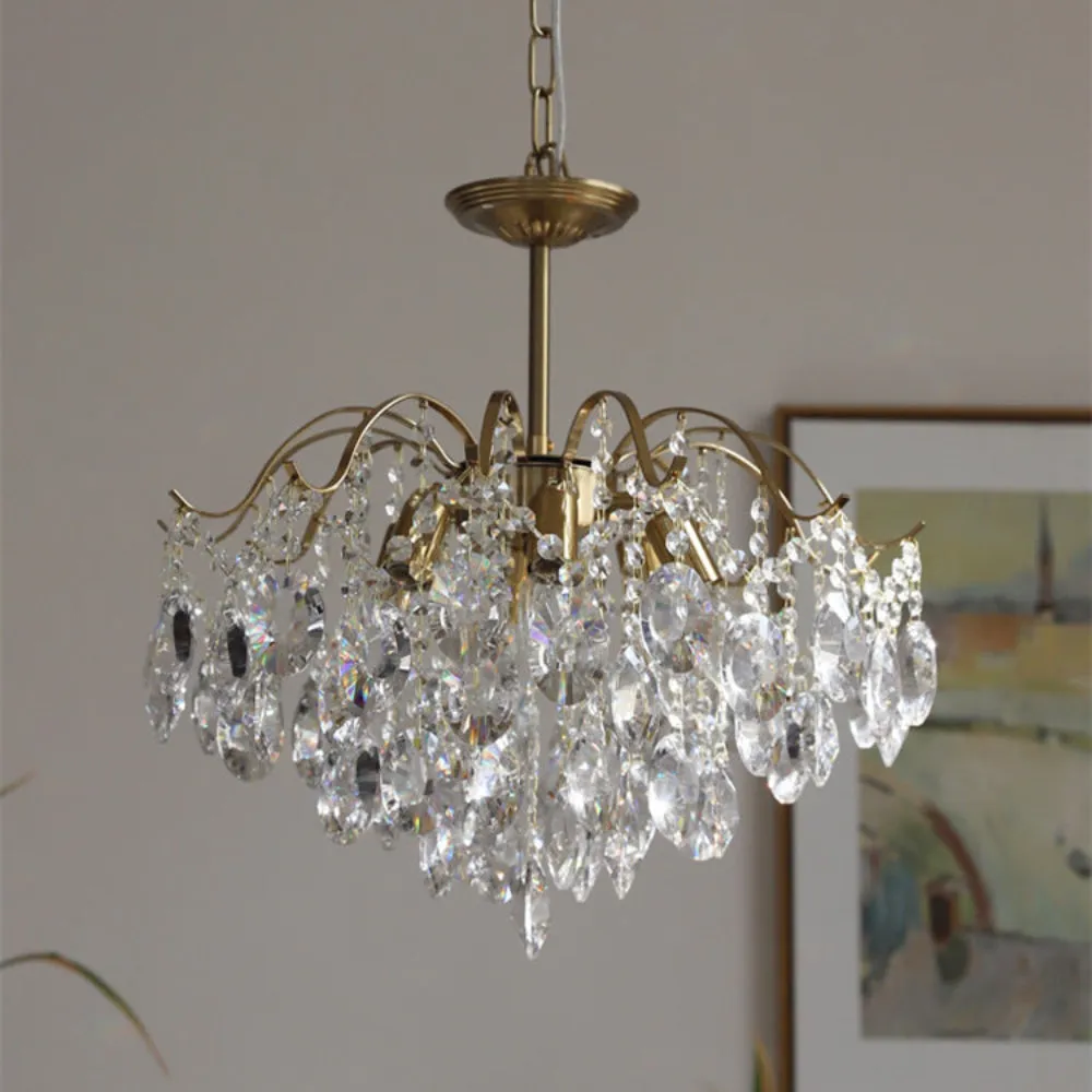 Retro Crystal Chandelier Sumptuous Romantic Amber Pendant Light