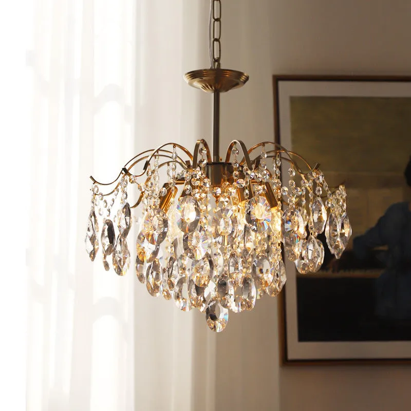 Retro Crystal Chandelier Sumptuous Romantic Amber Pendant Light