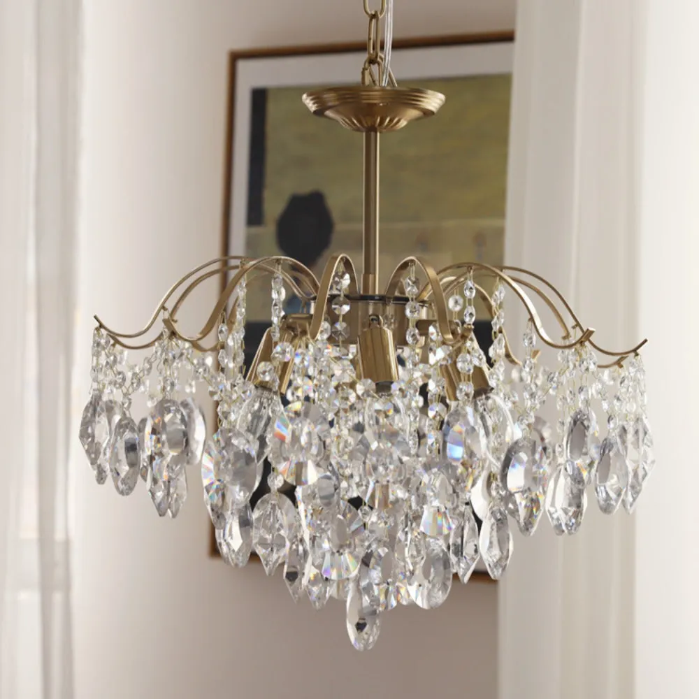 Retro Crystal Chandelier Sumptuous Romantic Amber Pendant Light