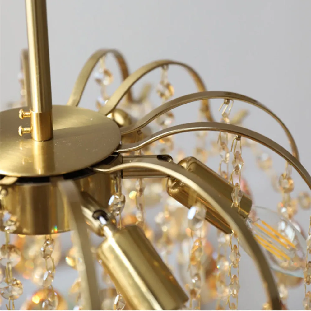 Retro Crystal Chandelier Sumptuous Romantic Amber Pendant Light