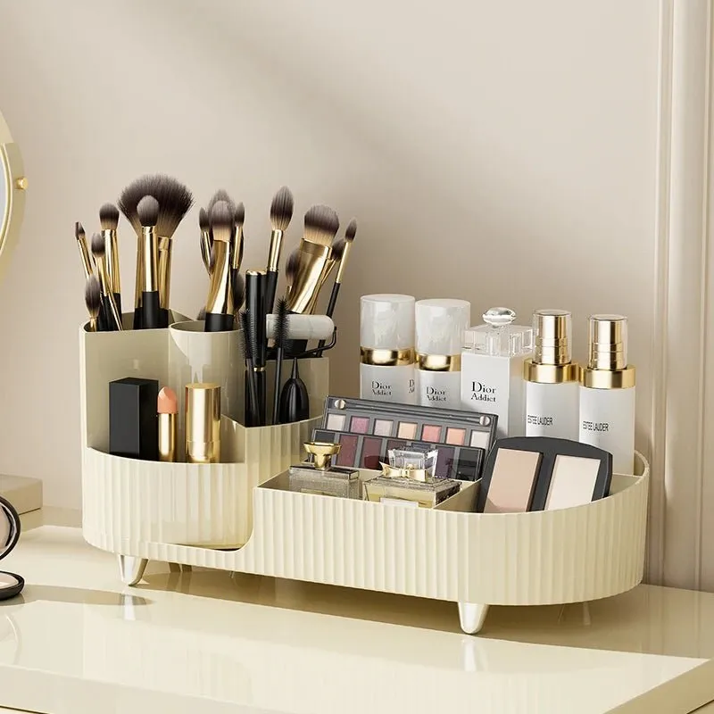 Rotating Makeup Organizer - 360 Rotating Makeup Organizer for Vanity with Brush Holder