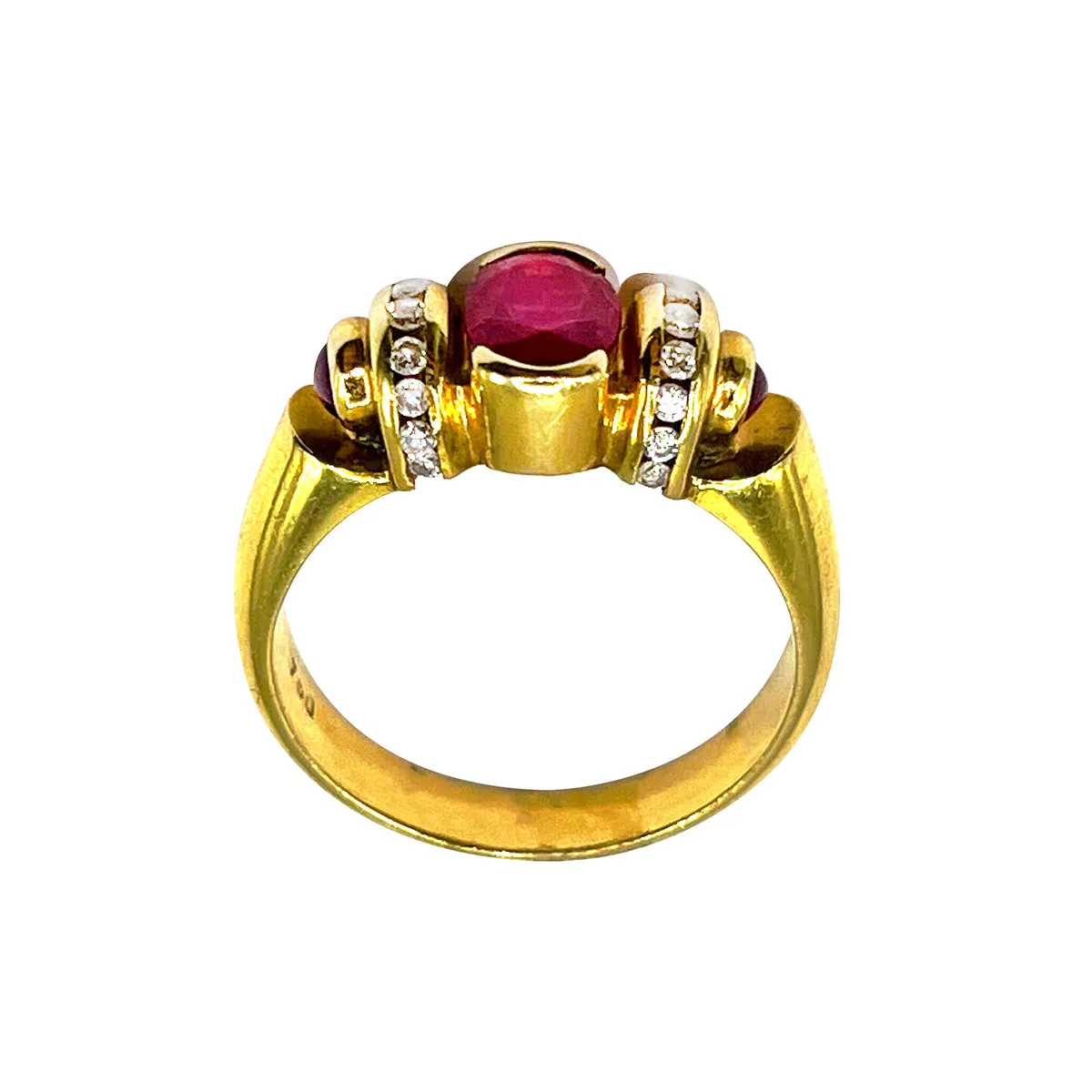 Ruby & Diamond Cluster Ring | Pre-Loved | 18K Yellow Gold