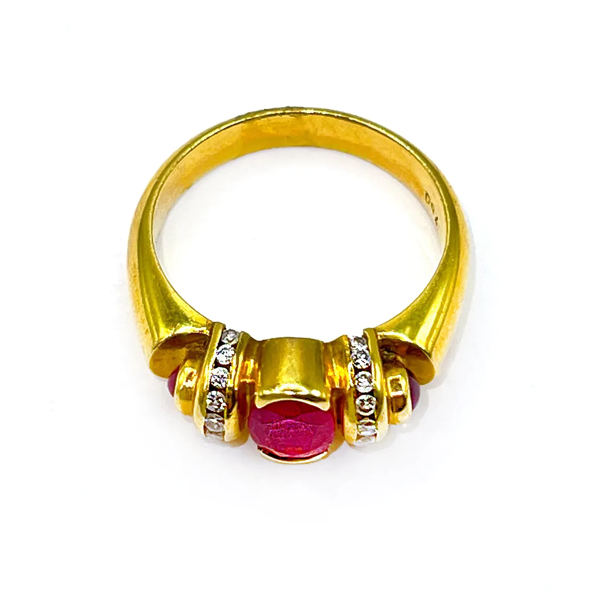 Ruby & Diamond Cluster Ring | Pre-Loved | 18K Yellow Gold