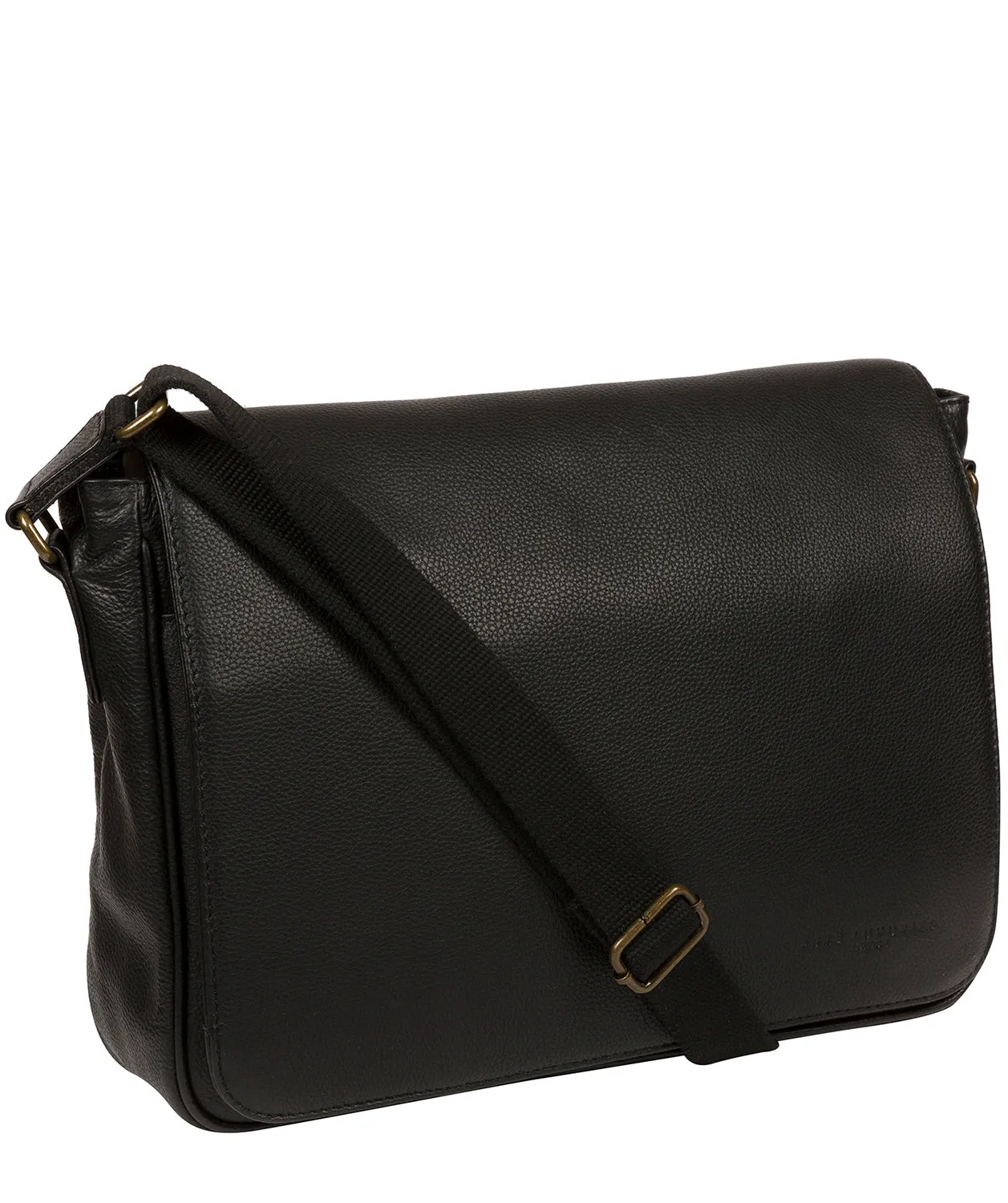'Sanderson' Black Leather Messenger Bag