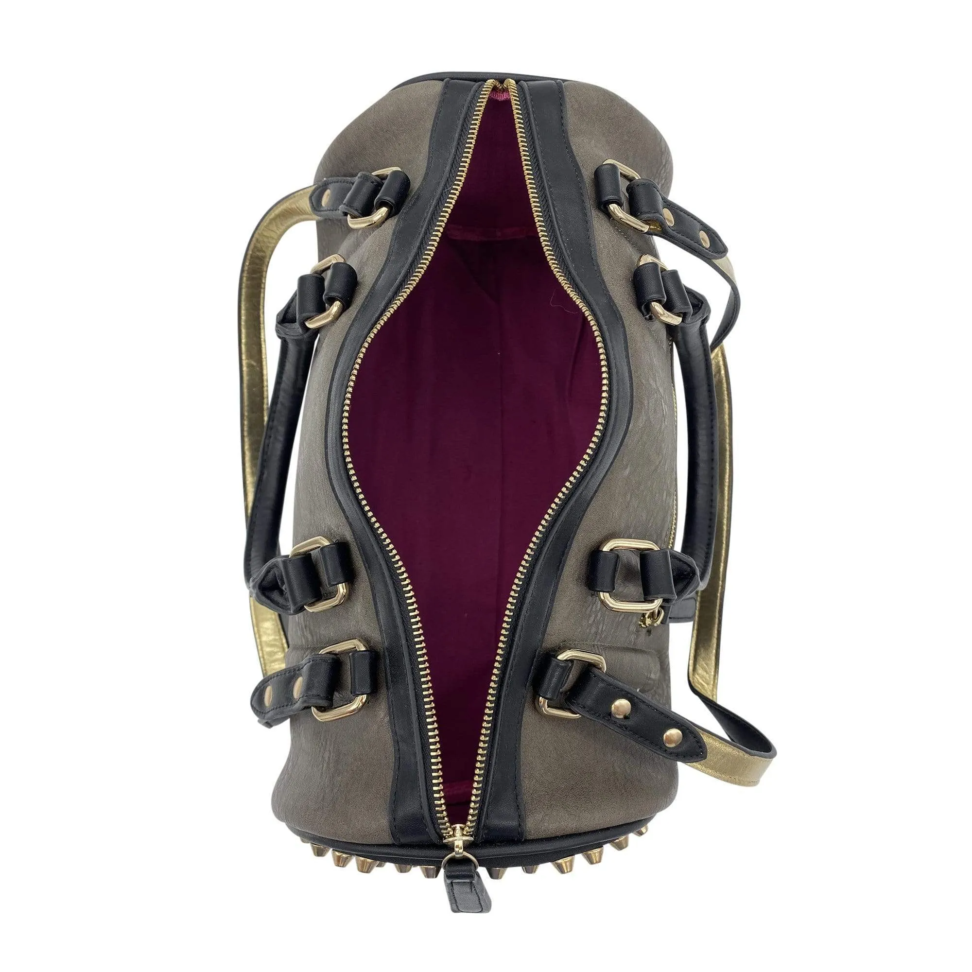 SHIRALEAH Barrel Bag Olive with Gold Studds - New w/Tags