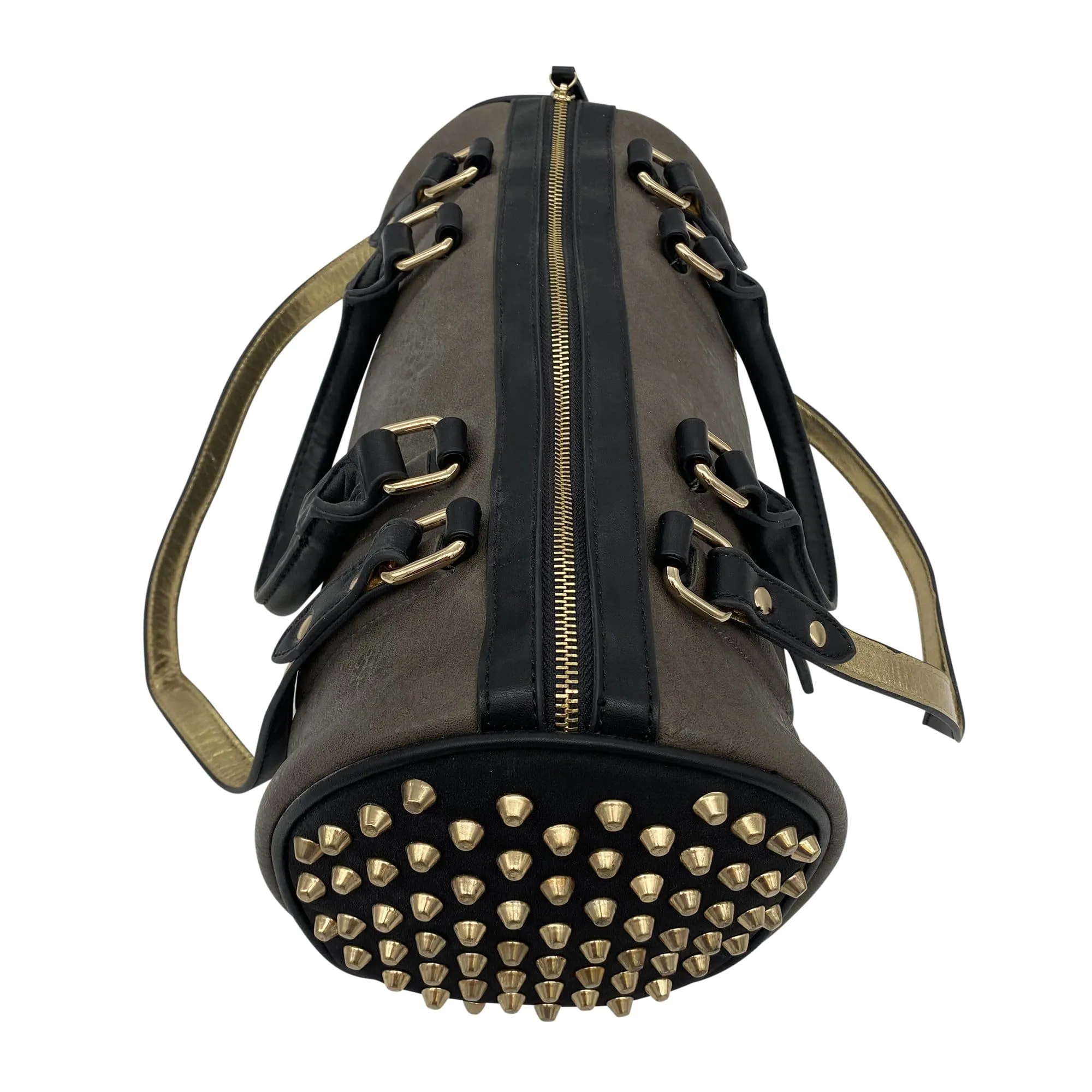 SHIRALEAH Barrel Bag Olive with Gold Studds - New w/Tags