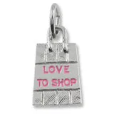 Shopping Bag - Pink Paint Charm In Sterling Silver