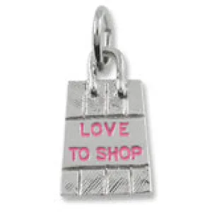 Shopping Bag - Pink Paint Charm In Sterling Silver
