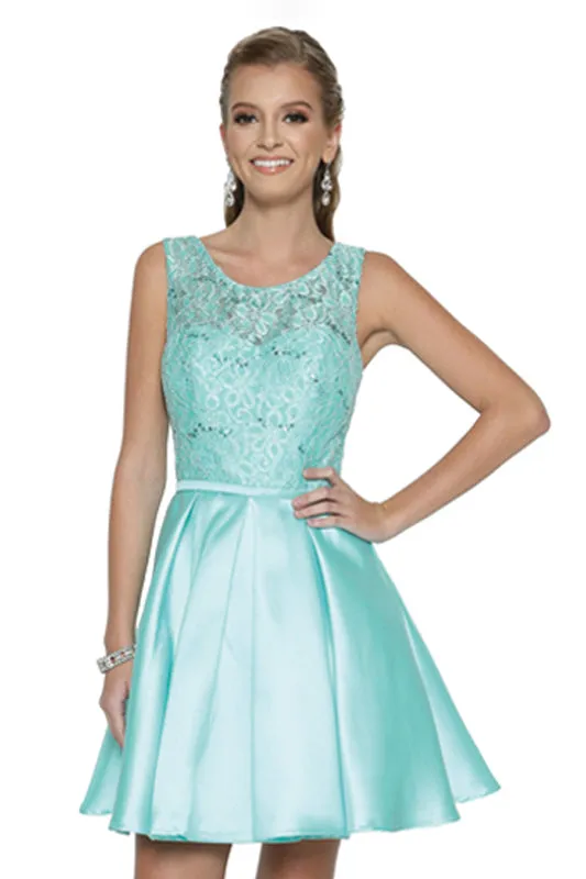 Short Lace & Sequin Bodice Dress for Cocktail & Homecoming