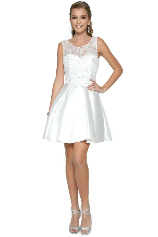 Short Lace & Sequin Bodice Dress for Cocktail & Homecoming
