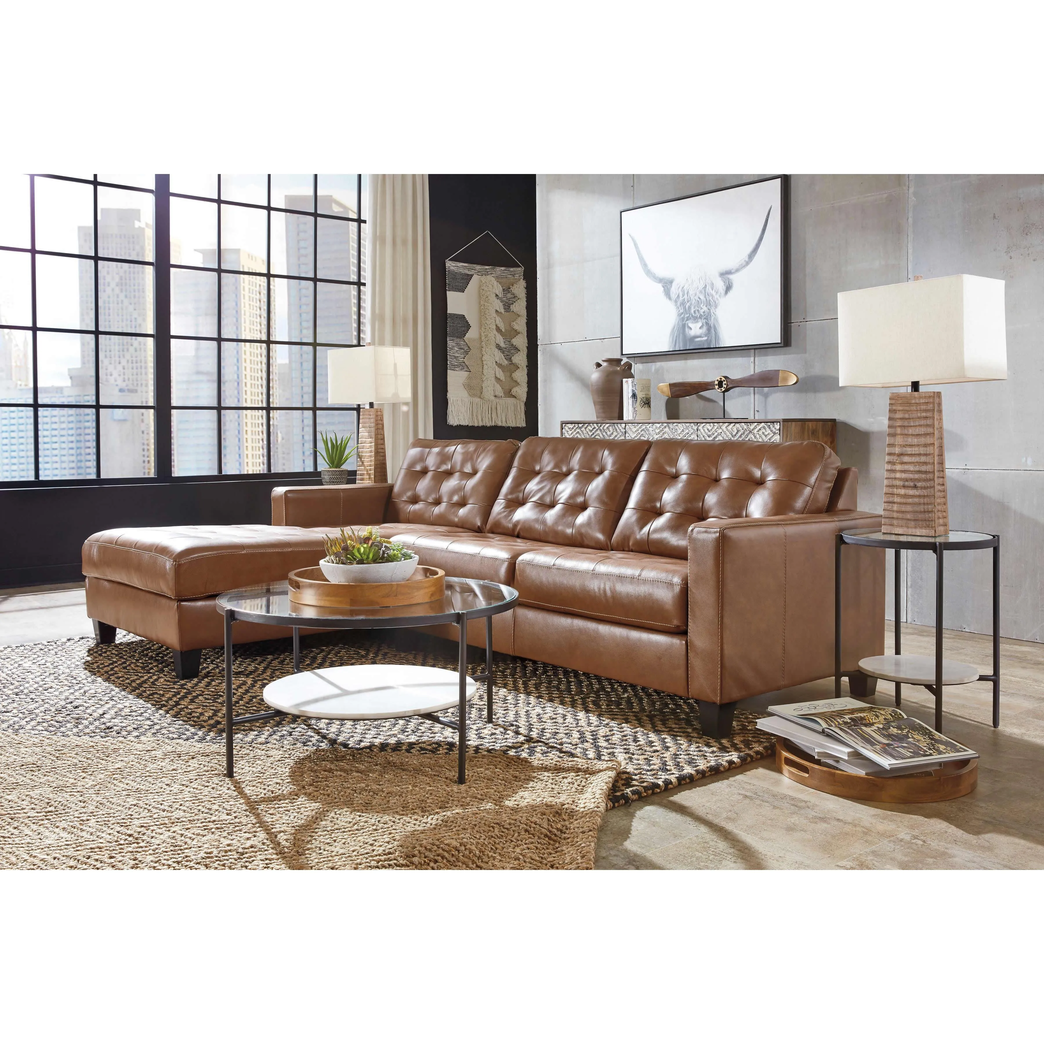 Signature Design by Ashley Baskove Leather Match 2 pc Sectional 1110216/1110256