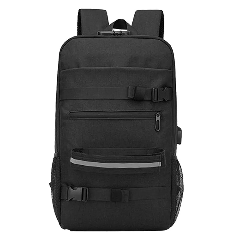 Skateboard Backpack USB Charging Port Antitheft Password Lock Skate Bag Longboard Skateboard Bag