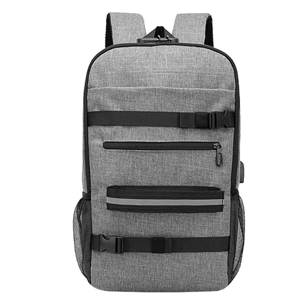 Skateboard Backpack USB Charging Port Antitheft Password Lock Skate Bag Longboard Skateboard Bag