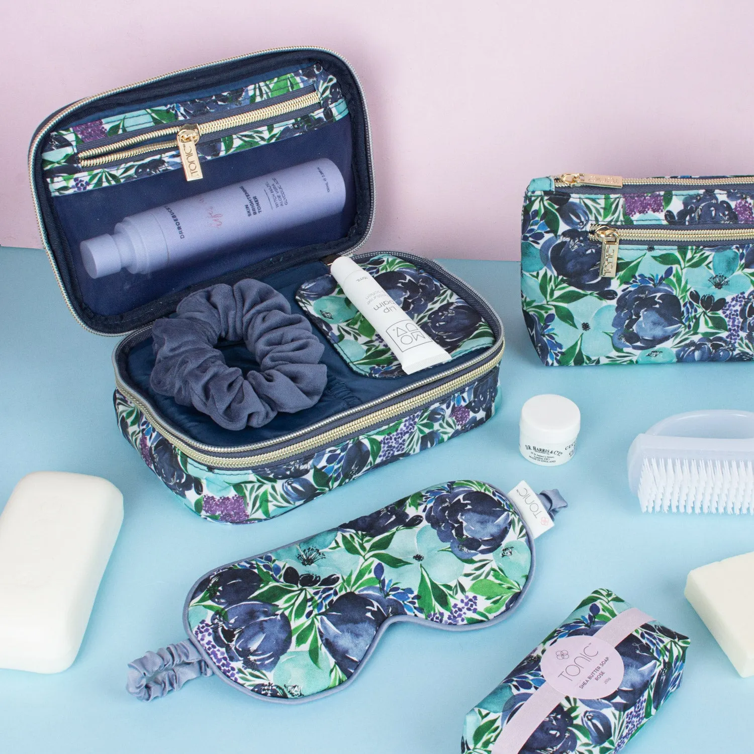 Small Cosmetic Bag - Flourish Blue