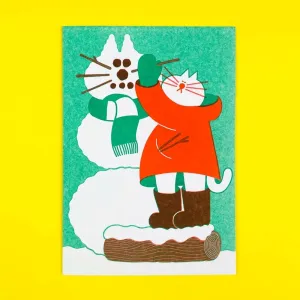 Snow Cat Christmas Card