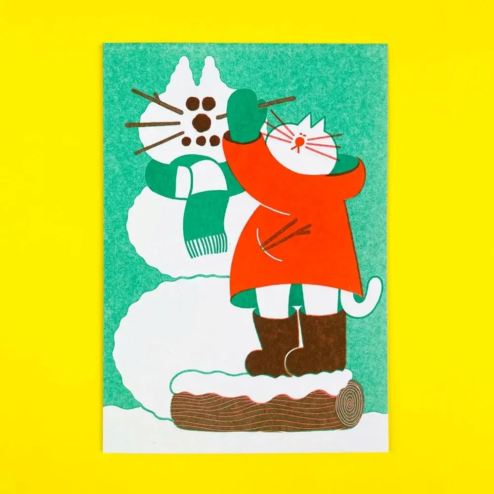 Snow Cat Christmas Card