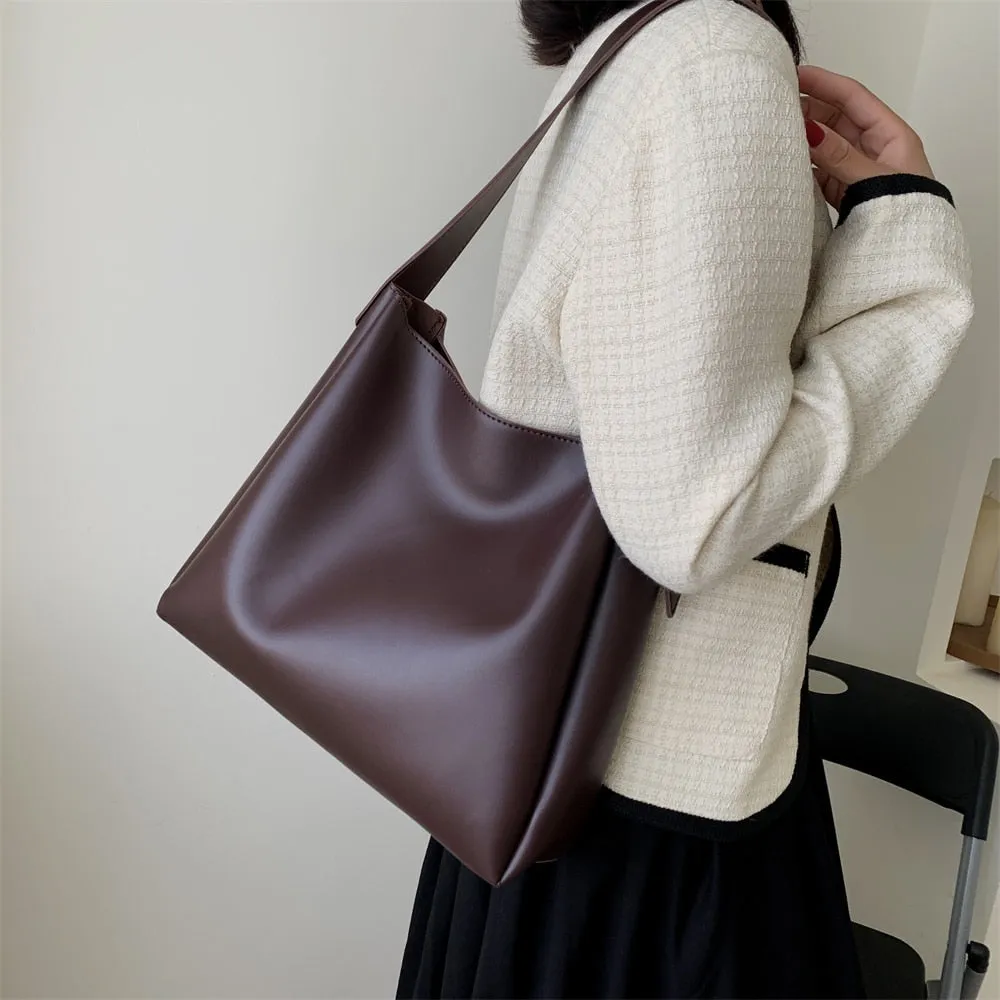 Soft Faux Leather Strap Two Piece Shoulder Bag