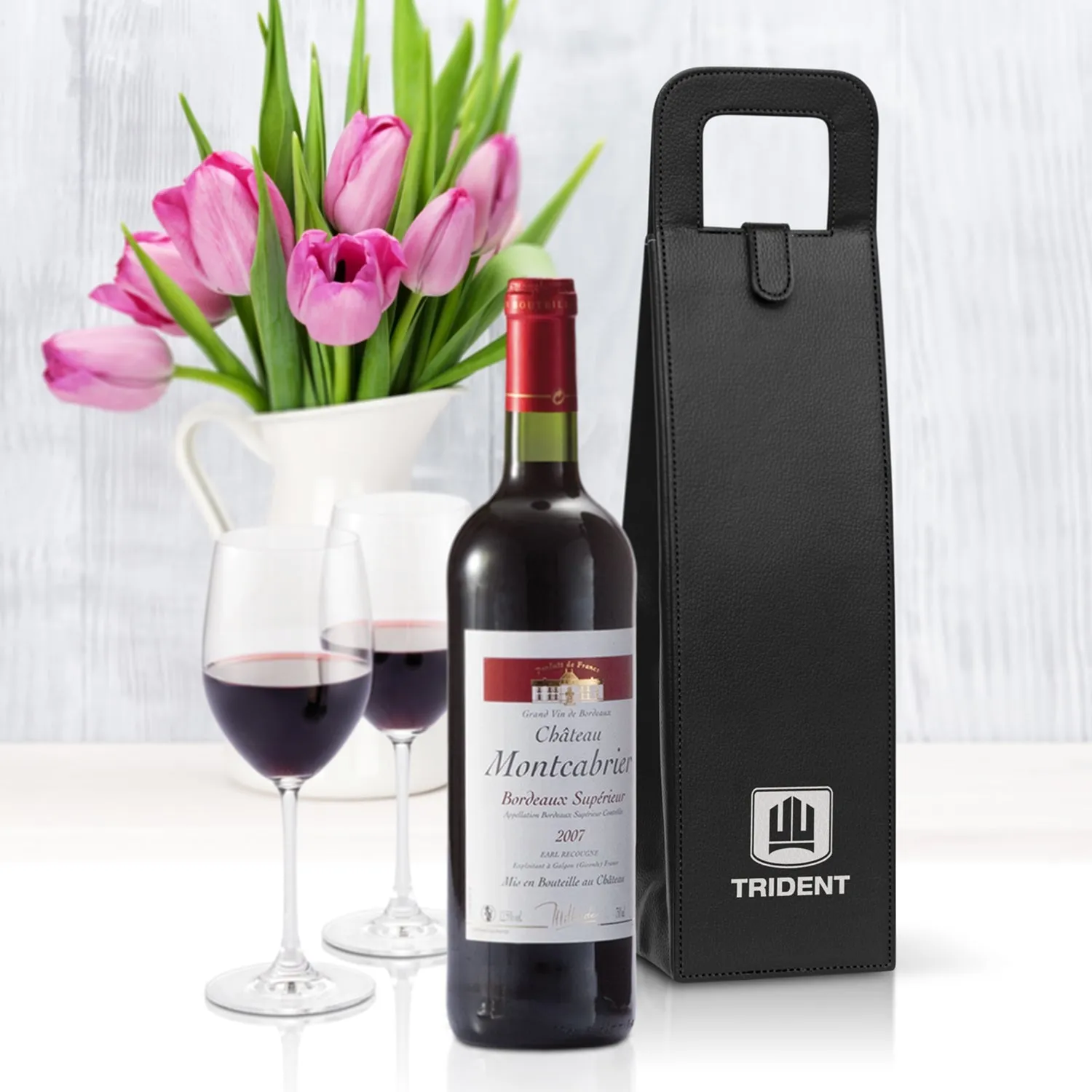Stock Leather-look Wine Carrier(SNB-62T)