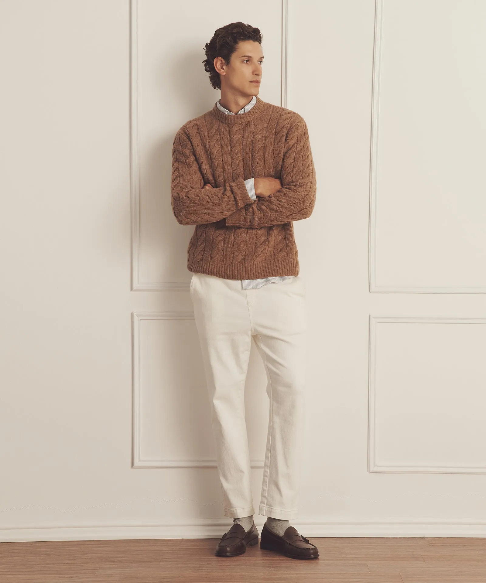 Super Luxe Cashmere Cable Crewneck