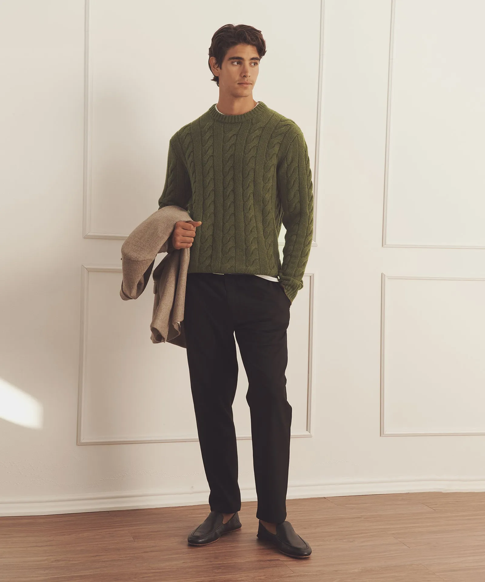 Super Luxe Cashmere Cable Crewneck