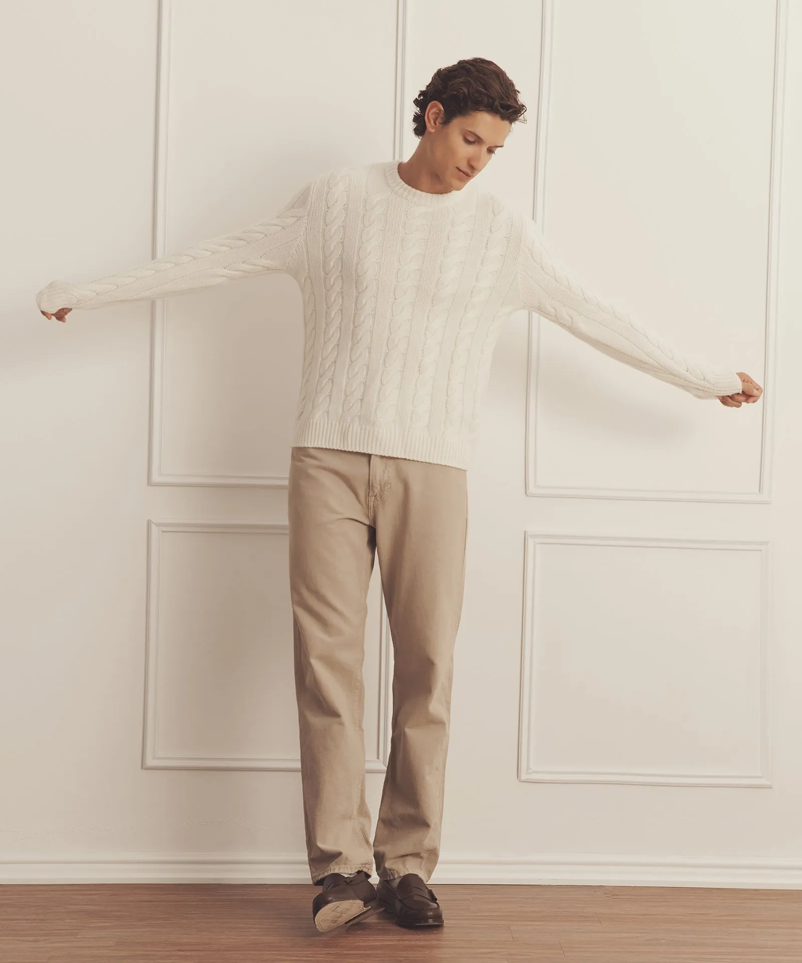 Super Luxe Cashmere Cable Crewneck