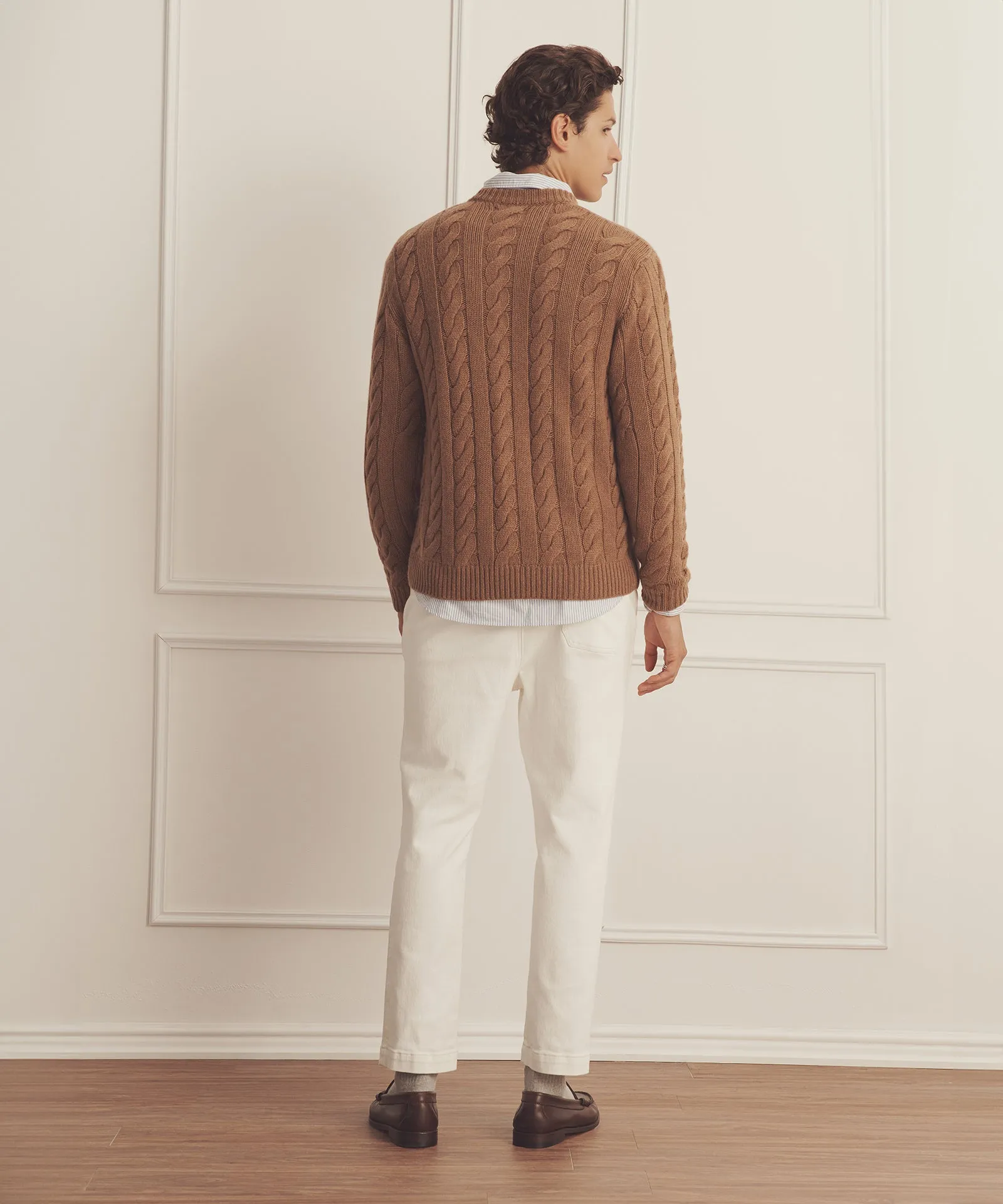 Super Luxe Cashmere Cable Crewneck