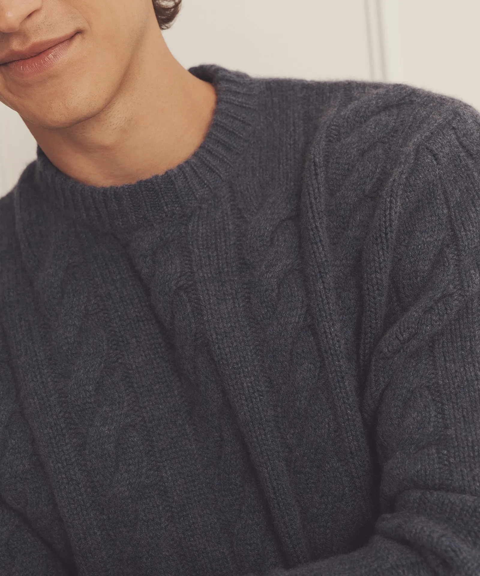 Super Luxe Cashmere Cable Crewneck