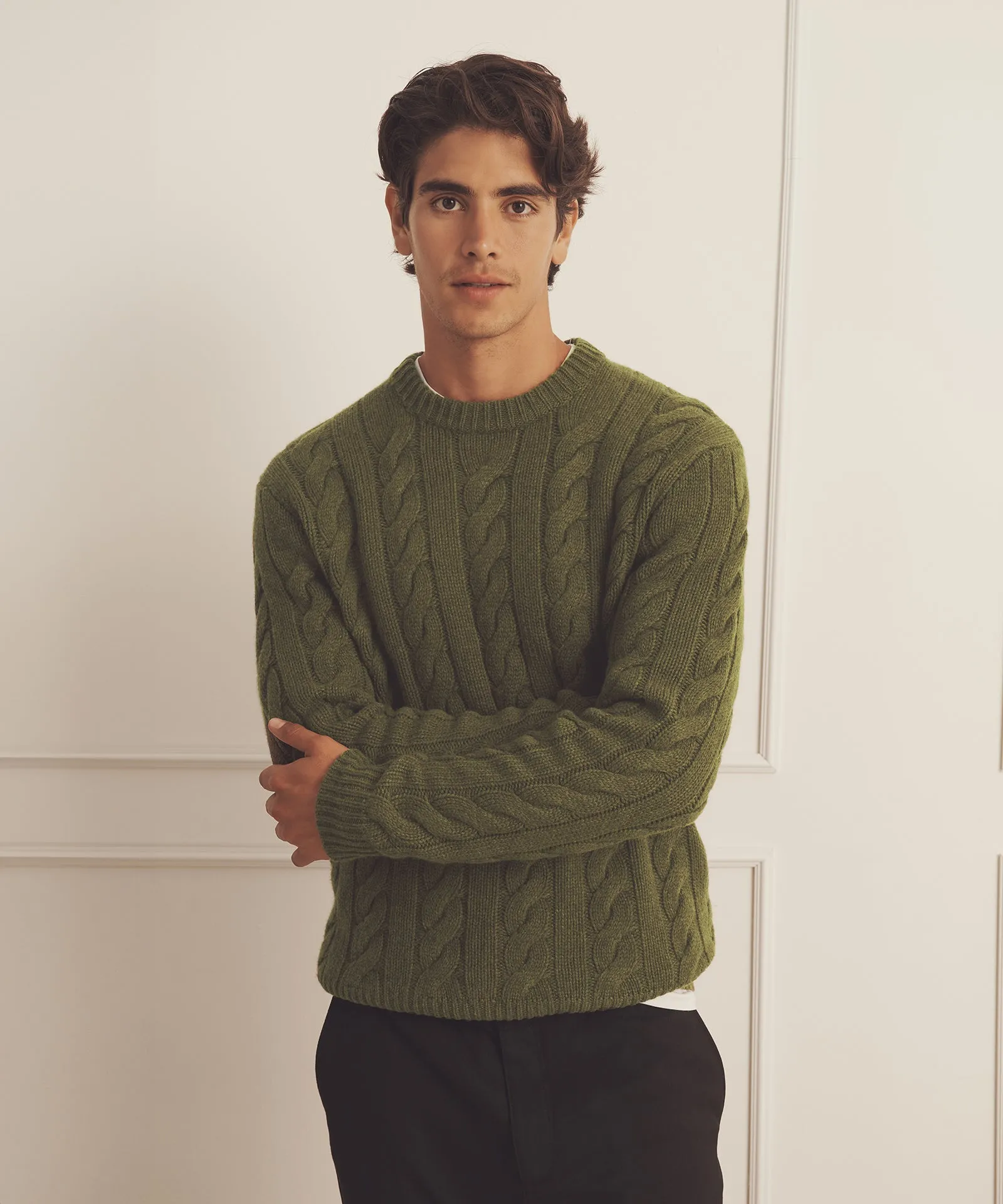 Super Luxe Cashmere Cable Crewneck