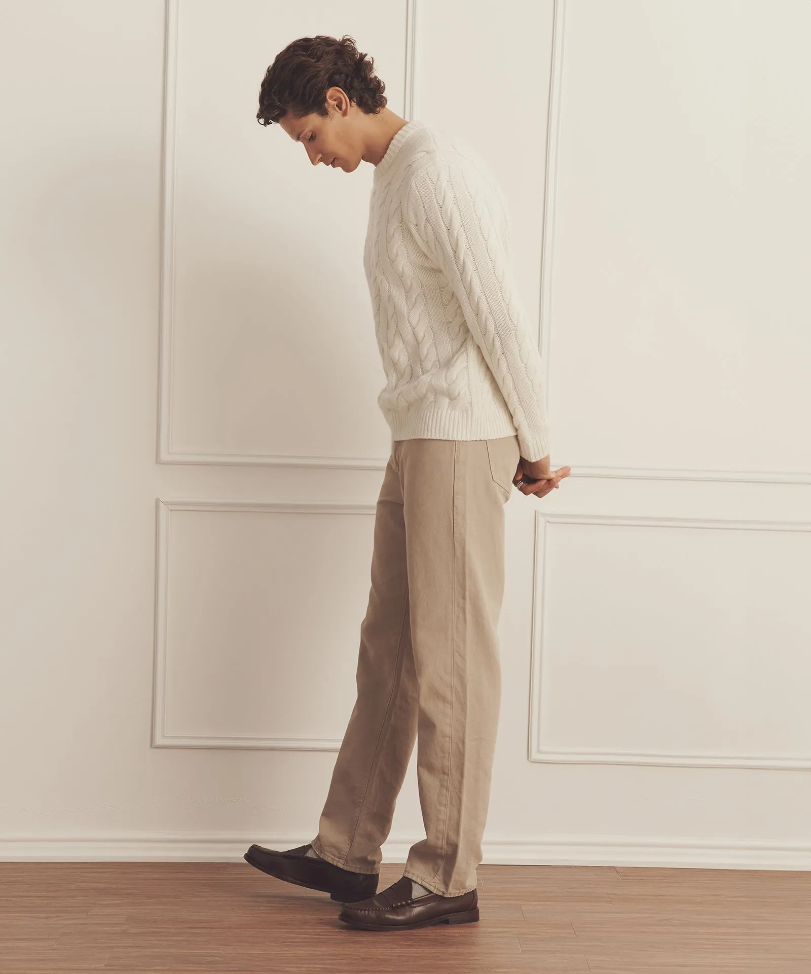 Super Luxe Cashmere Cable Crewneck