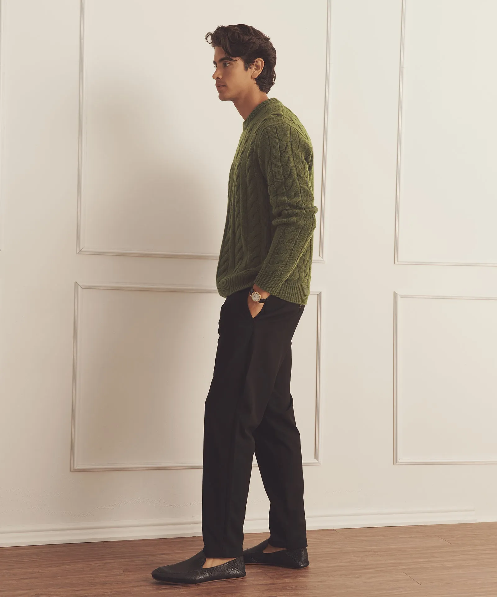 Super Luxe Cashmere Cable Crewneck