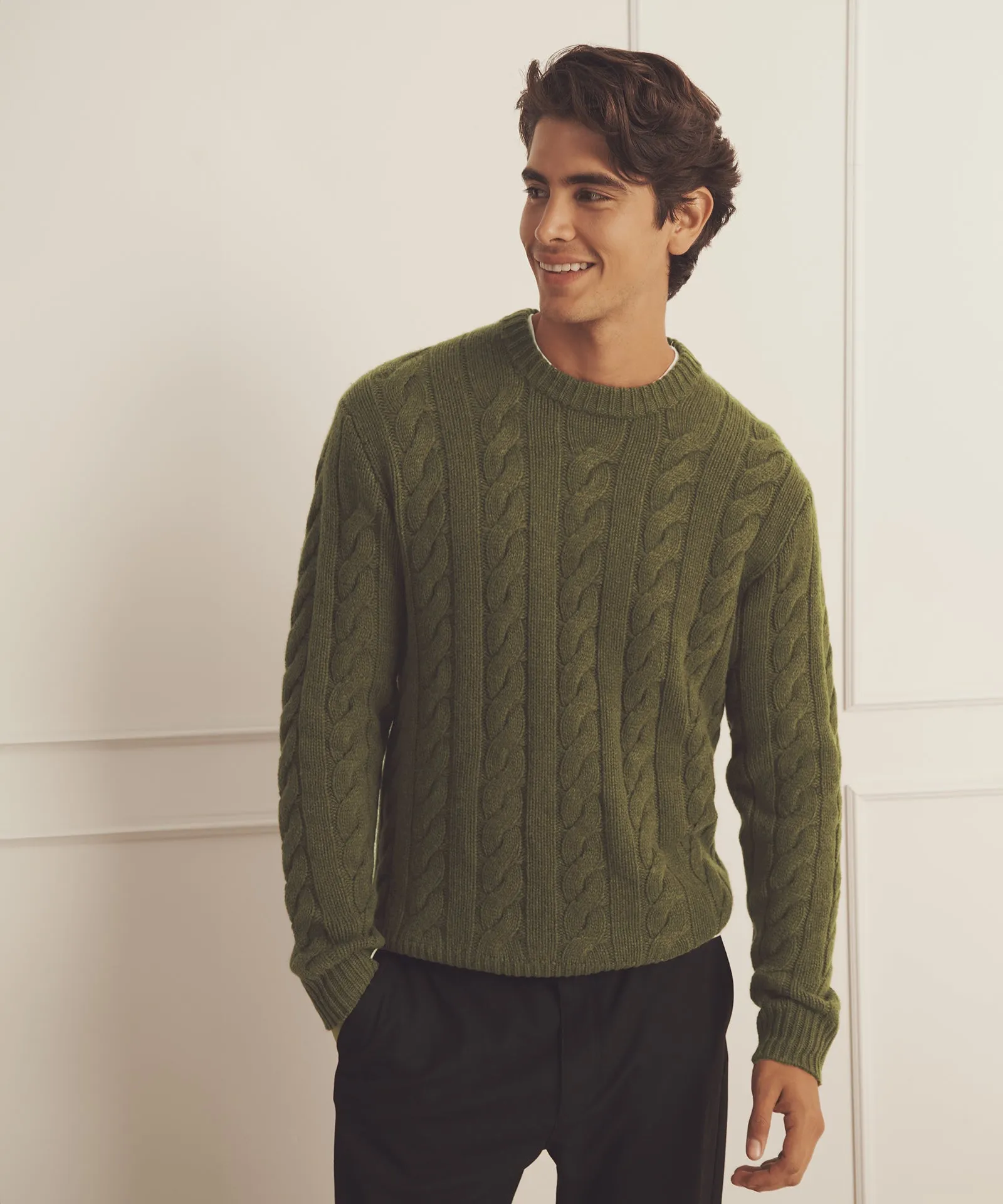 Super Luxe Cashmere Cable Crewneck