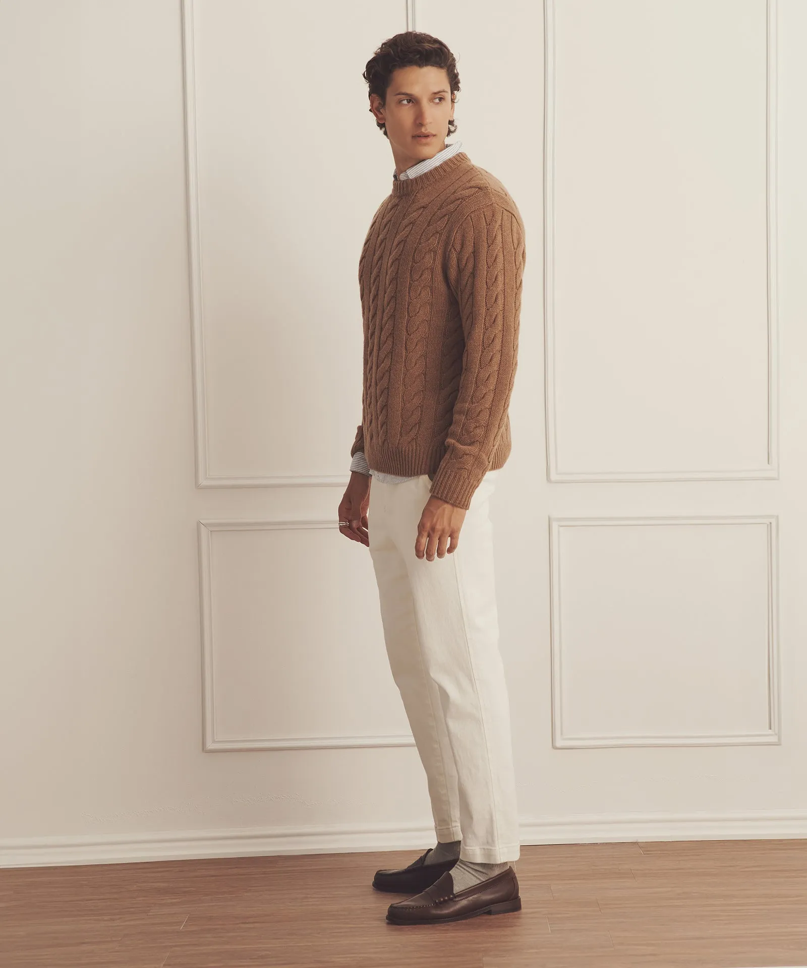 Super Luxe Cashmere Cable Crewneck