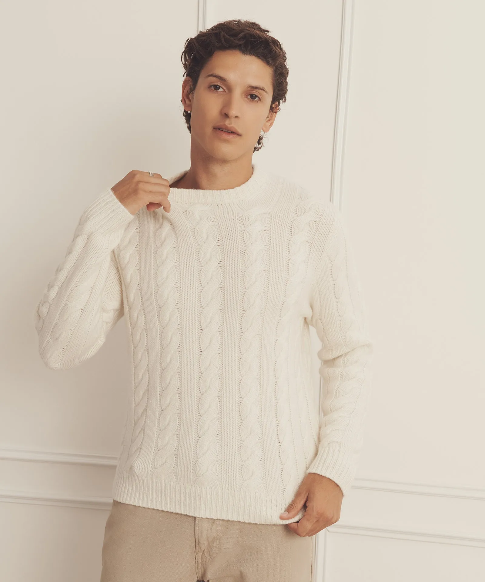 Super Luxe Cashmere Cable Crewneck