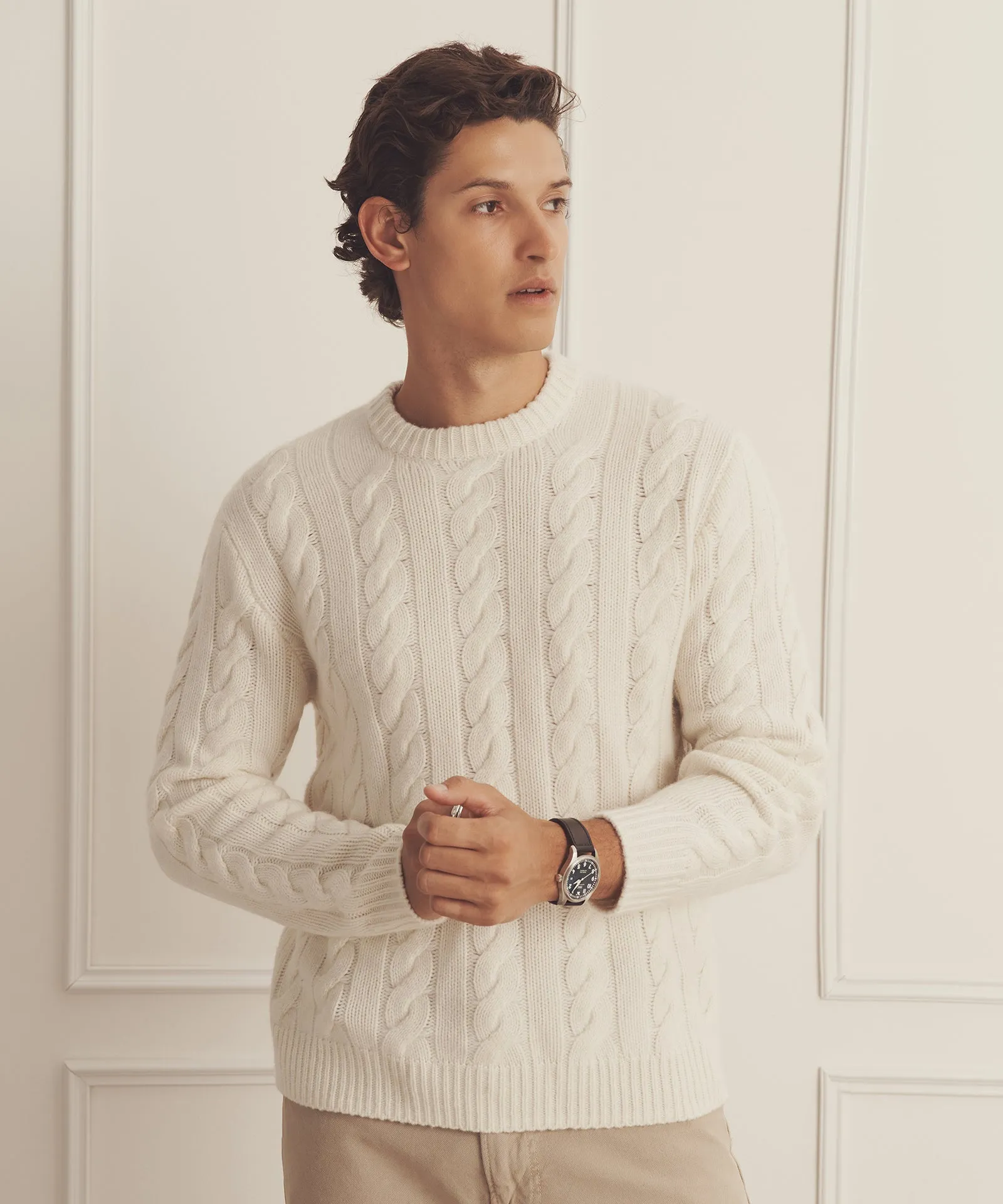 Super Luxe Cashmere Cable Crewneck