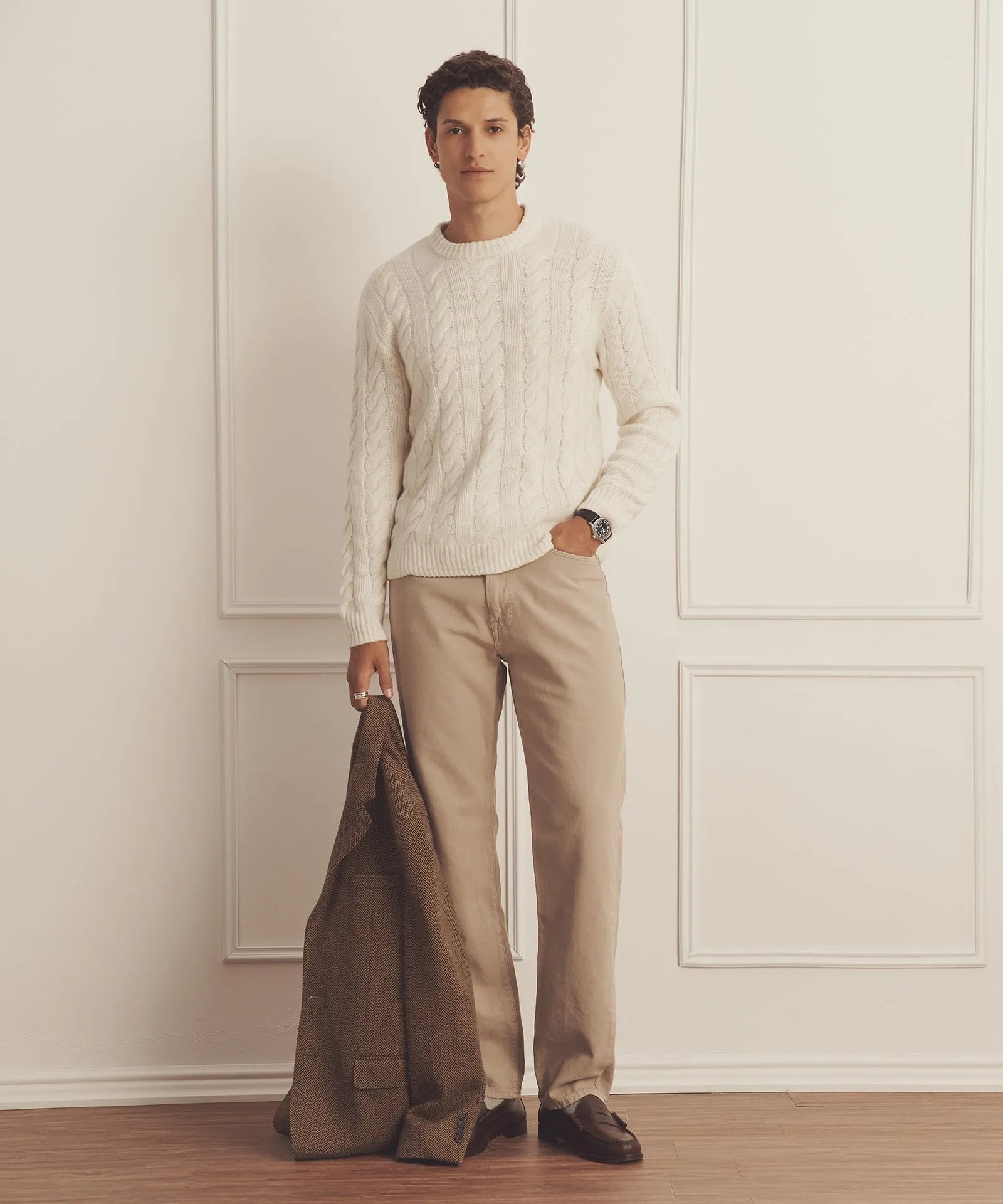 Super Luxe Cashmere Cable Crewneck