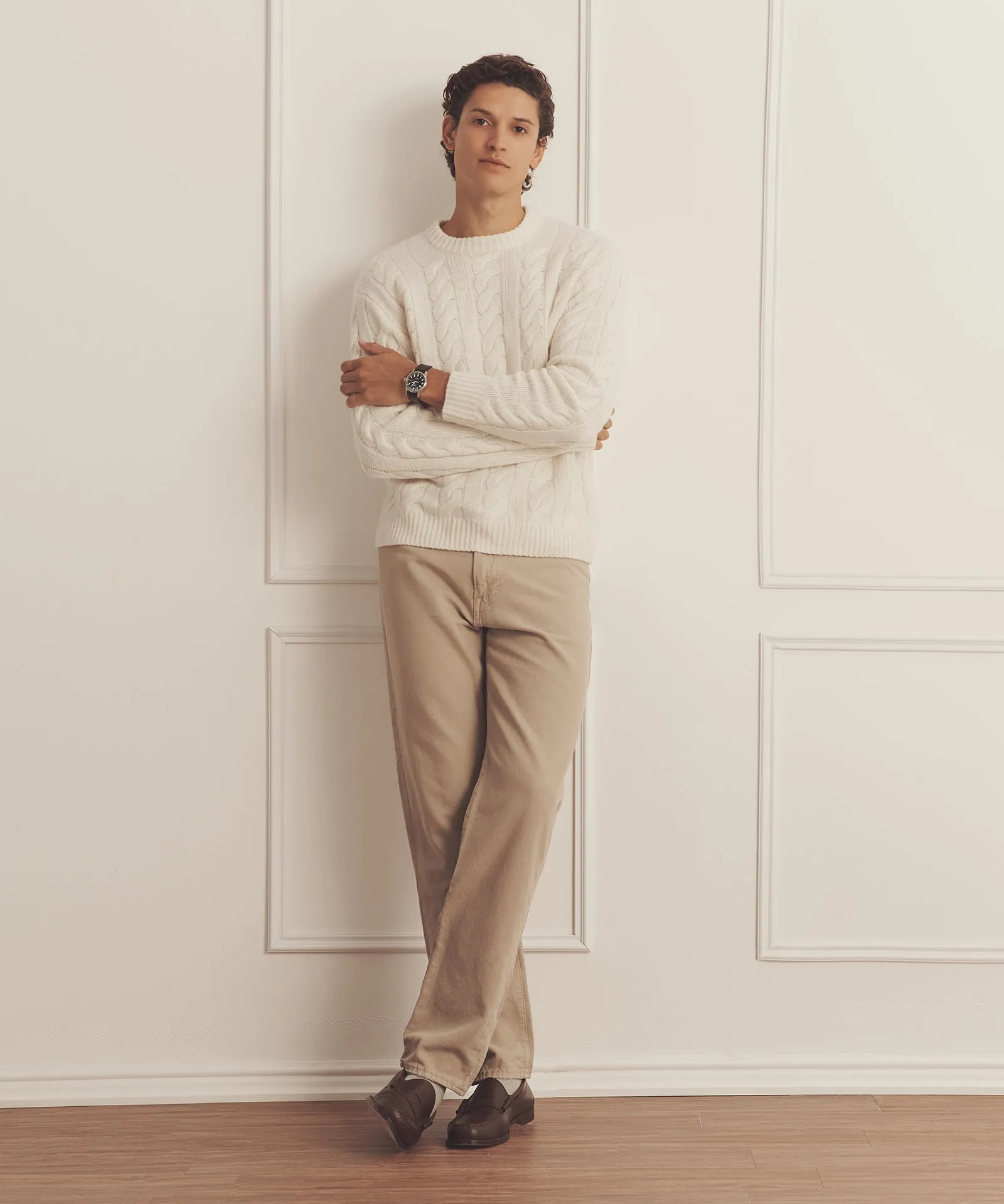 Super Luxe Cashmere Cable Crewneck