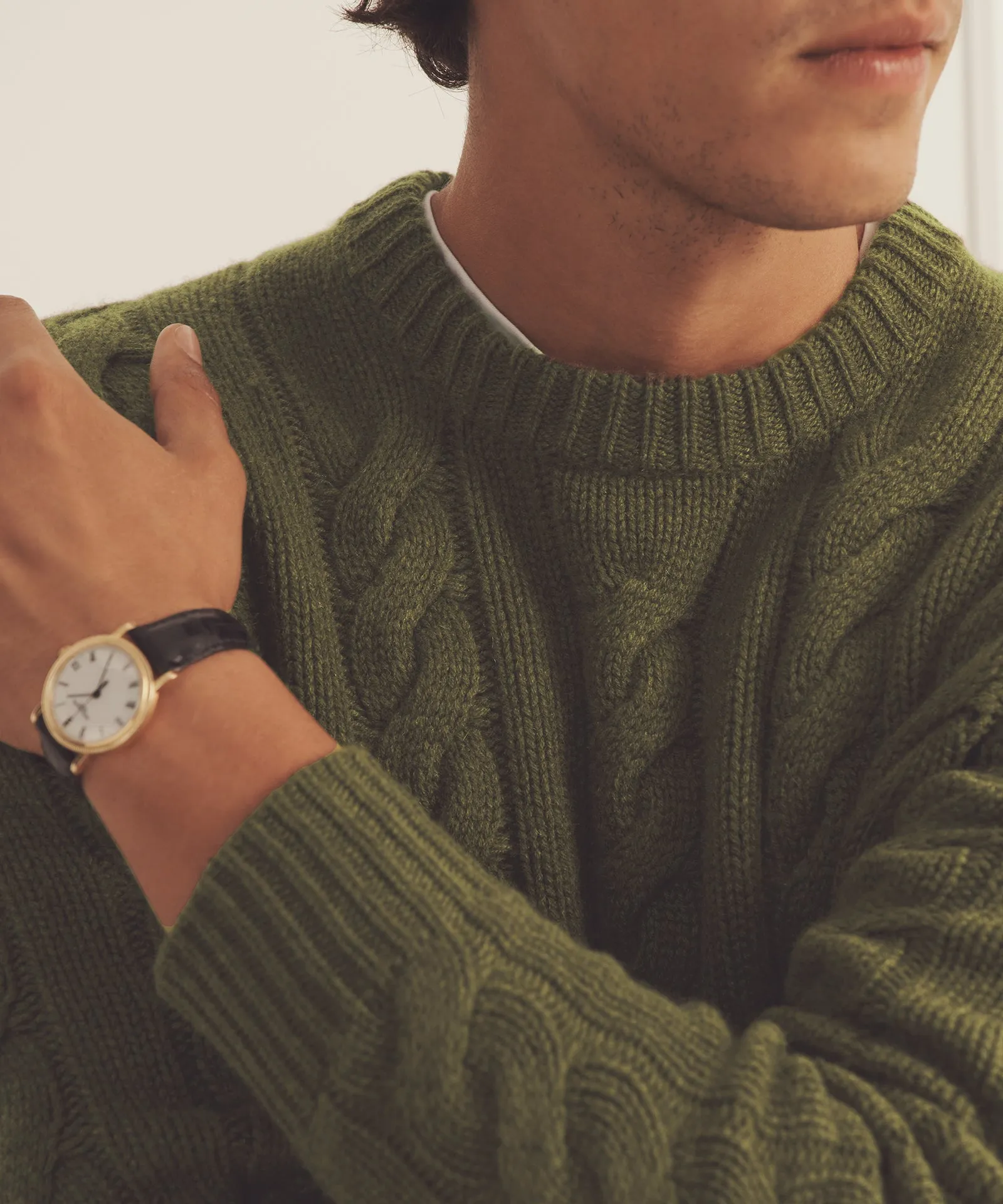Super Luxe Cashmere Cable Crewneck