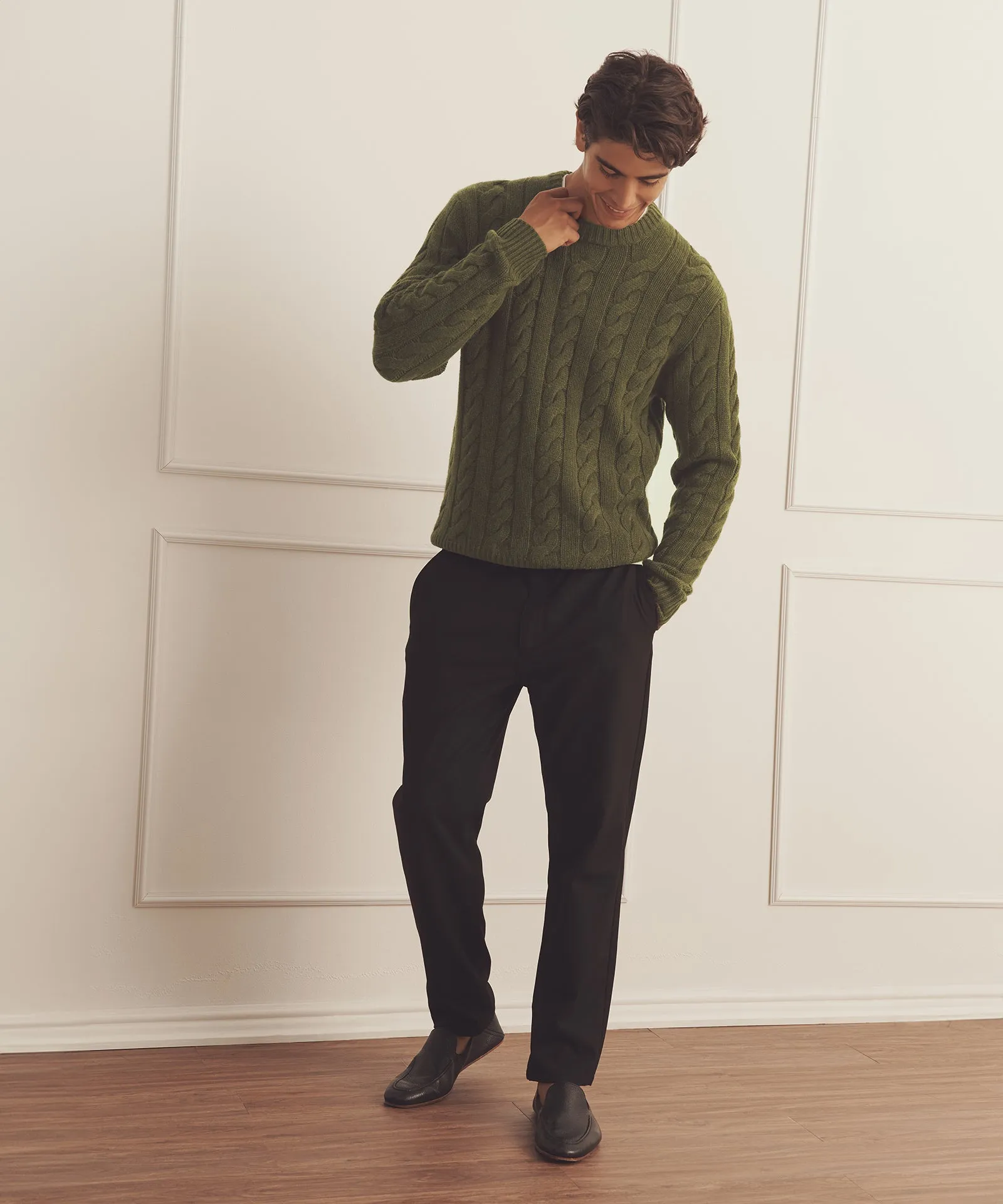 Super Luxe Cashmere Cable Crewneck