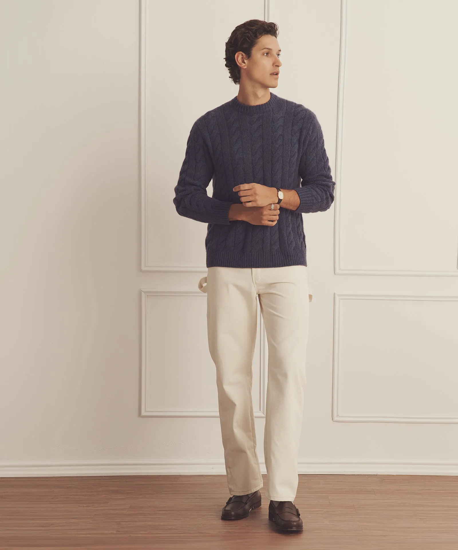 Super Luxe Cashmere Cable Crewneck