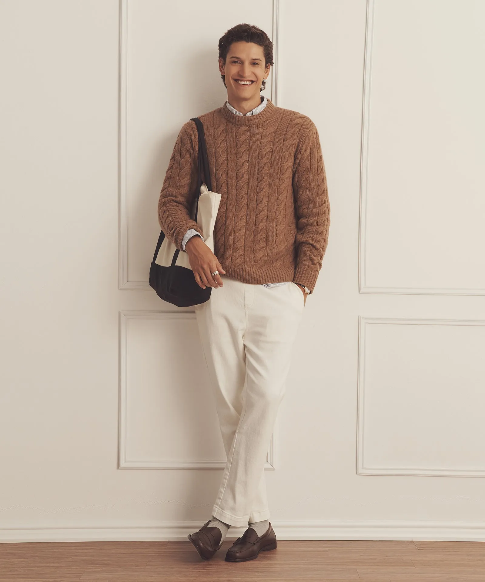Super Luxe Cashmere Cable Crewneck