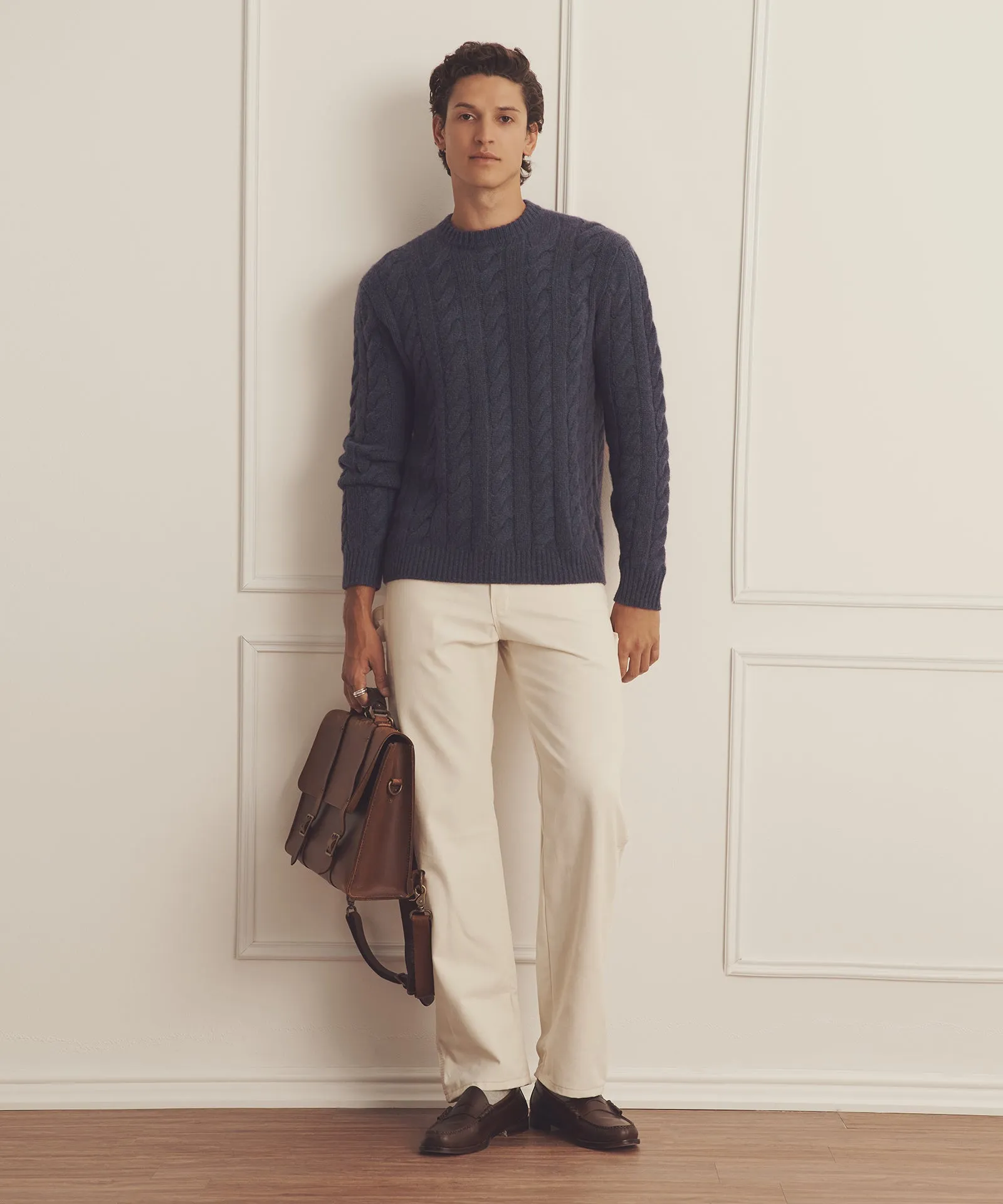 Super Luxe Cashmere Cable Crewneck