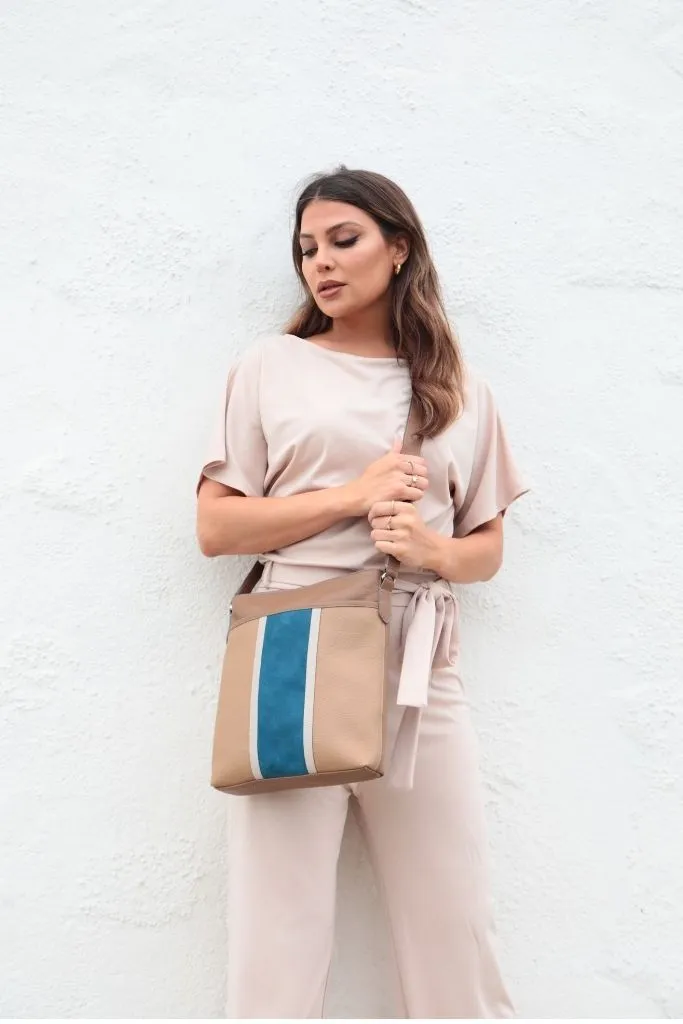 Tablet Messenger - Taupe/Blue