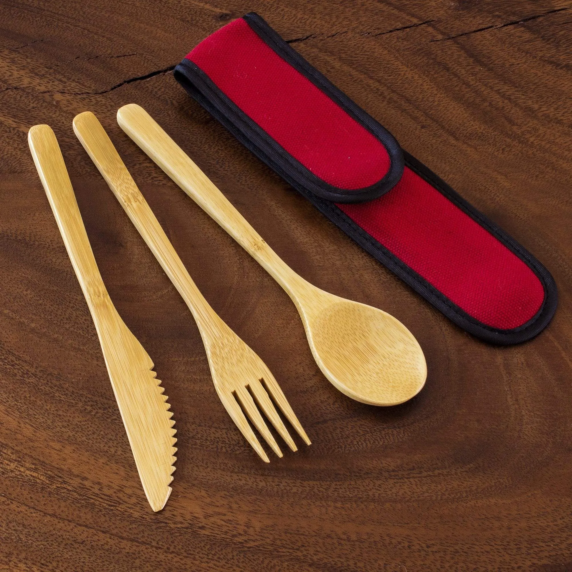 Take-Along Reusable Utensil Set with Red Travel Case