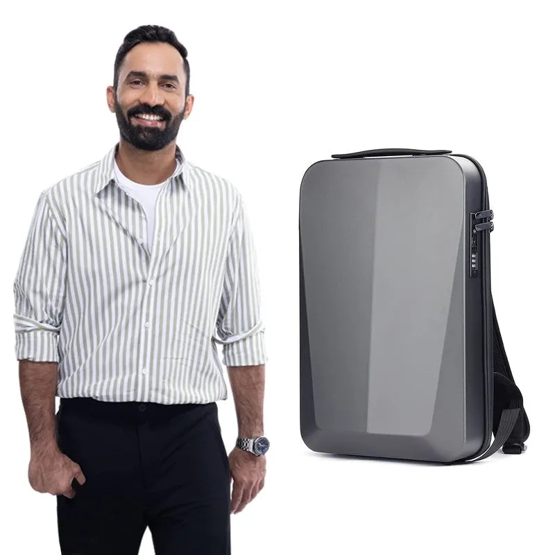 The Clownfish Medium Anti-Theft Hard Shell Laptop Backpack | USB Charging | 11L | Grey