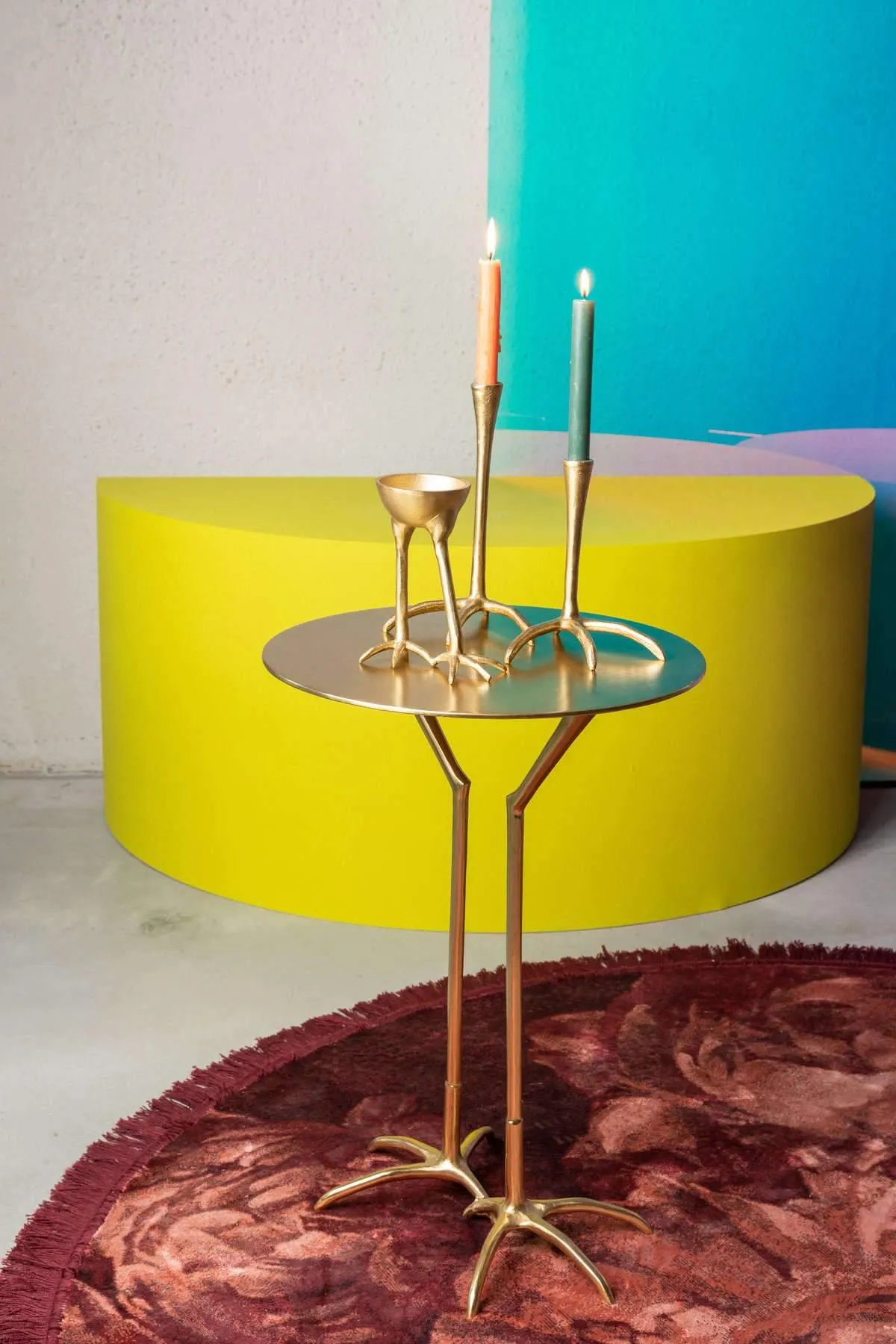 THE GOLDEN HERON smaller candle holder brass