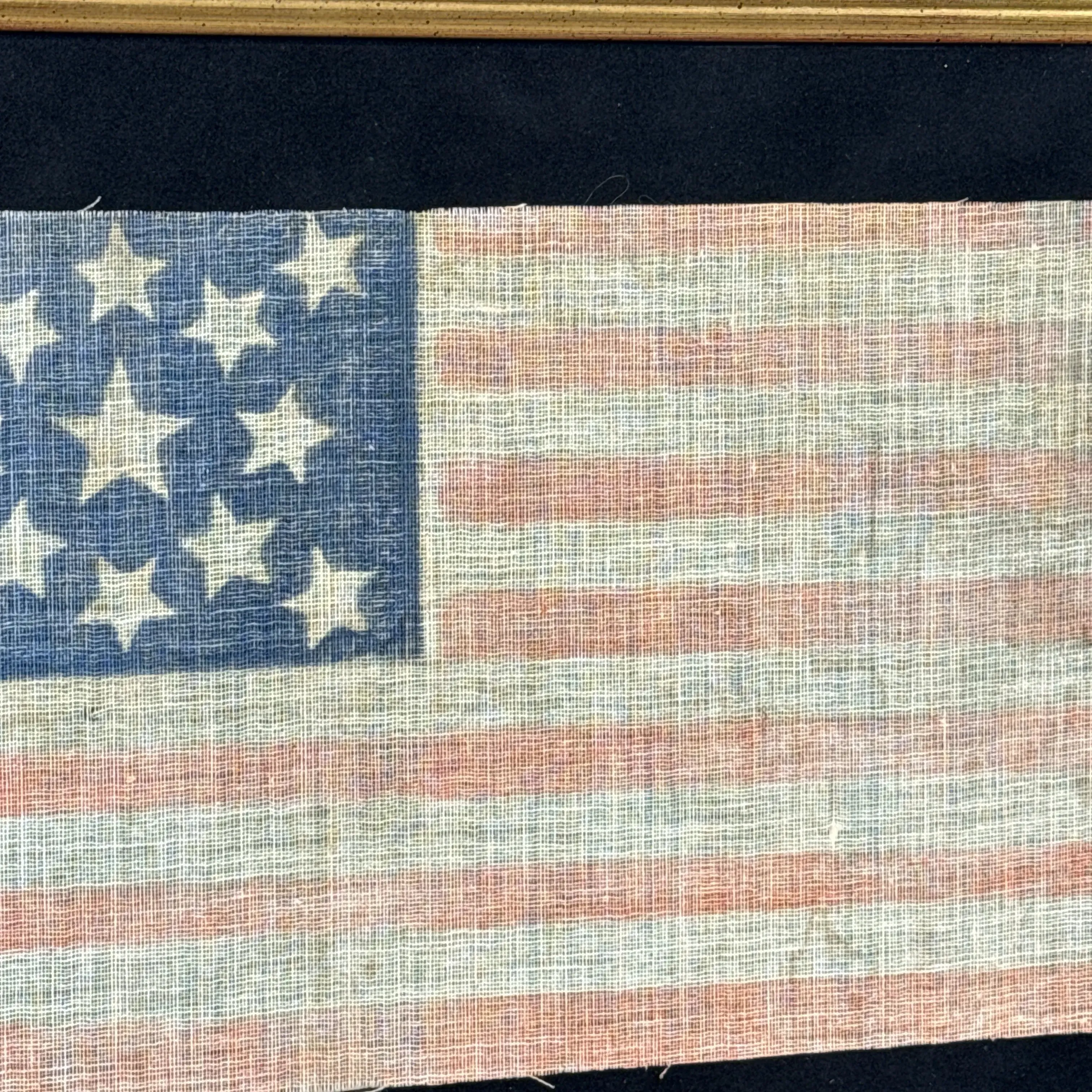 Thirteen star parade flag — Likely made for the first Centennial Celebration of American Independence
