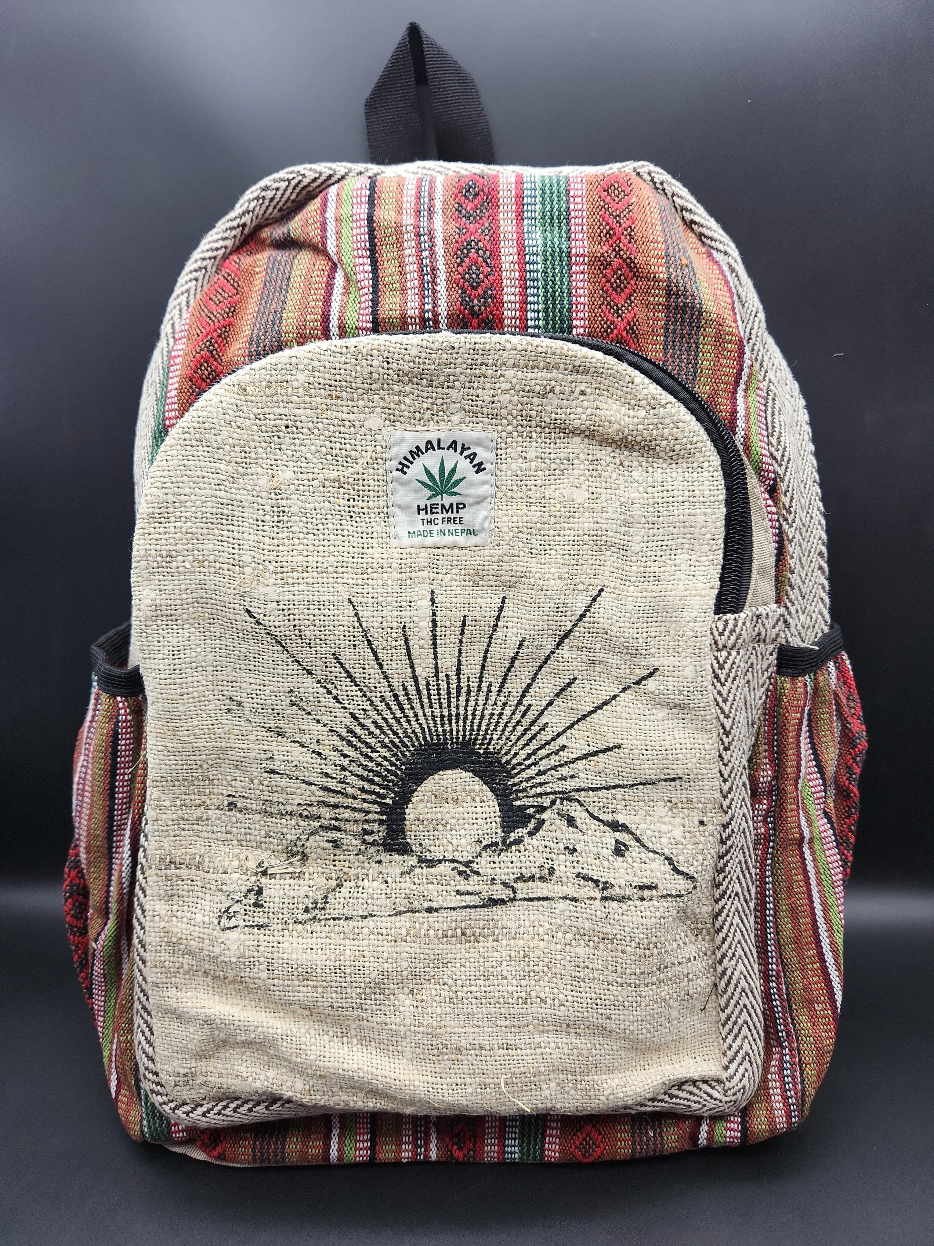 ThreadHeads Himalayan Hemp Mountain Sunrise Backpack - 11"x16"